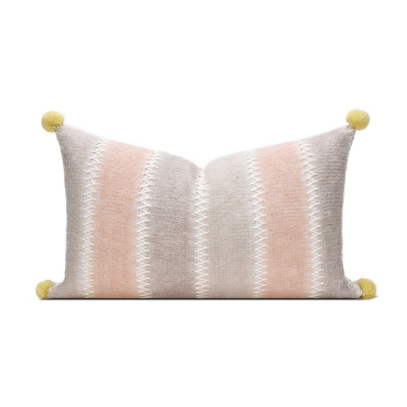 Blush Pom-Pom Lumbar Cushion