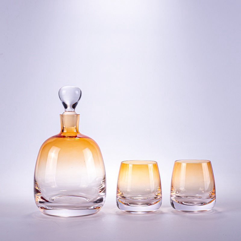 Amber Glass Decanter and Tumbler Set