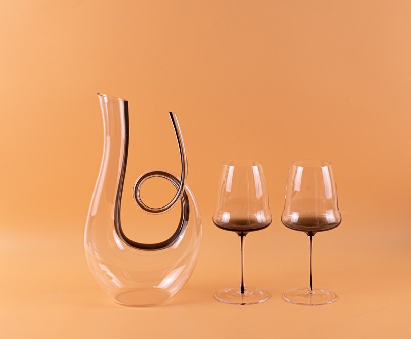 Lyre Decanter & Copper Wine Glasses