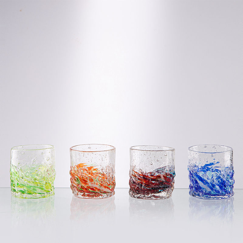 Set of 4 Colorful Swirl Glass Tumblers