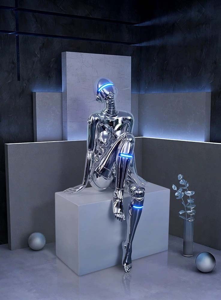 Seated Chrome Figure Lamp