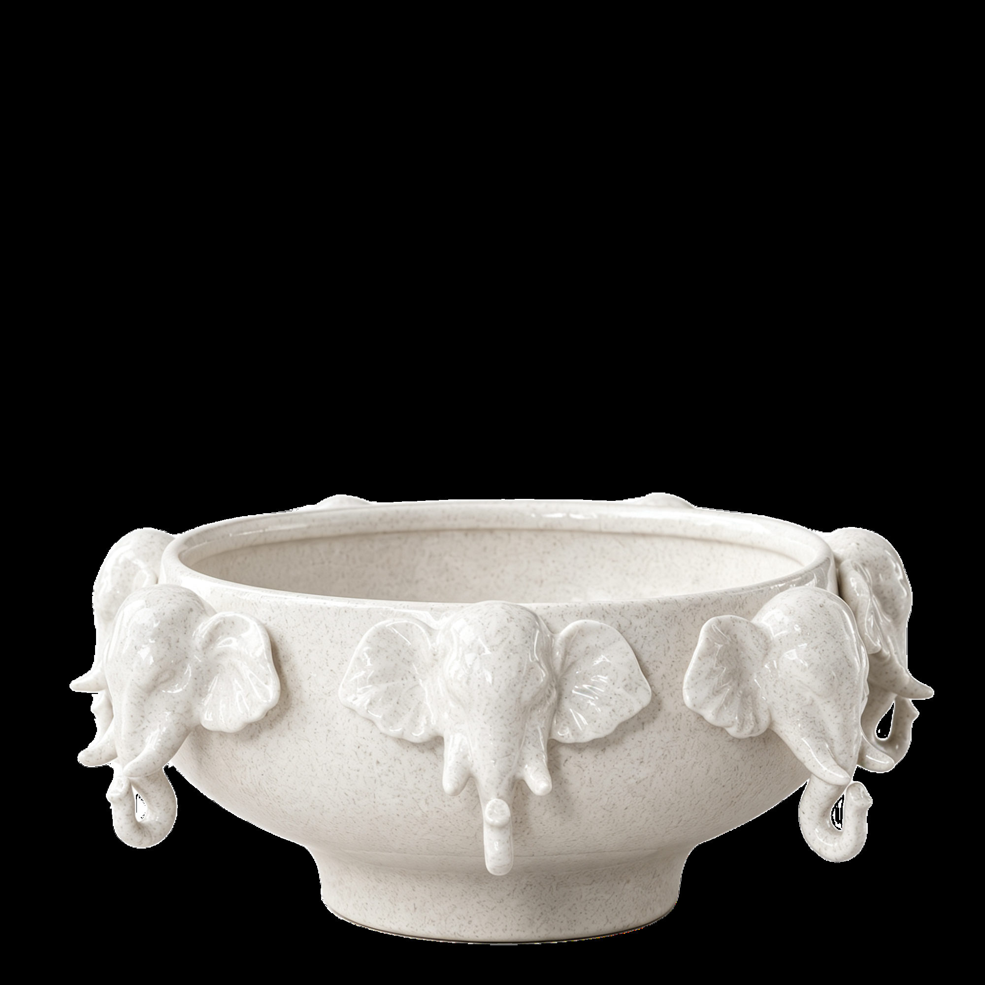 White Bowl with Leaf Appliques and Handles