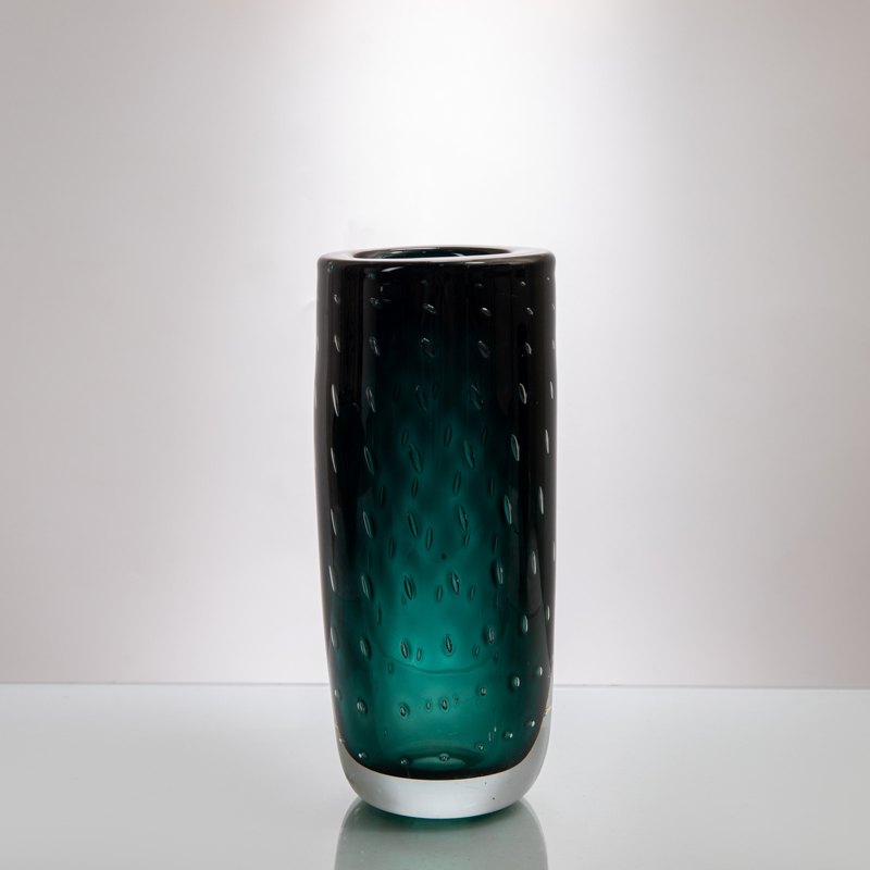 Teal Bubble Glass Vase