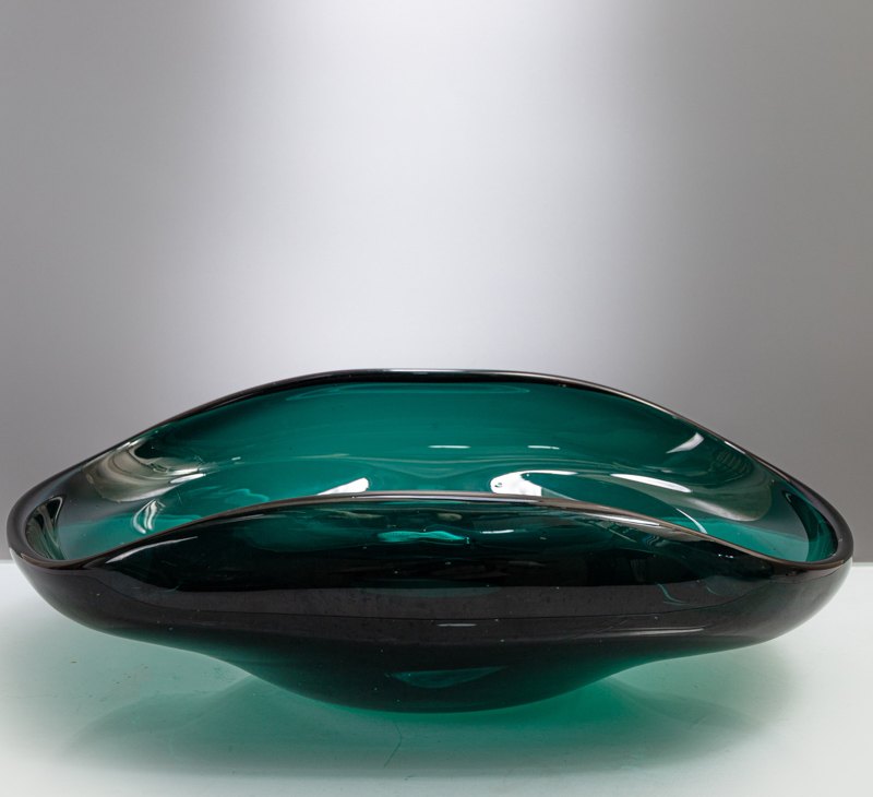 Teal Organic Glass Bowl