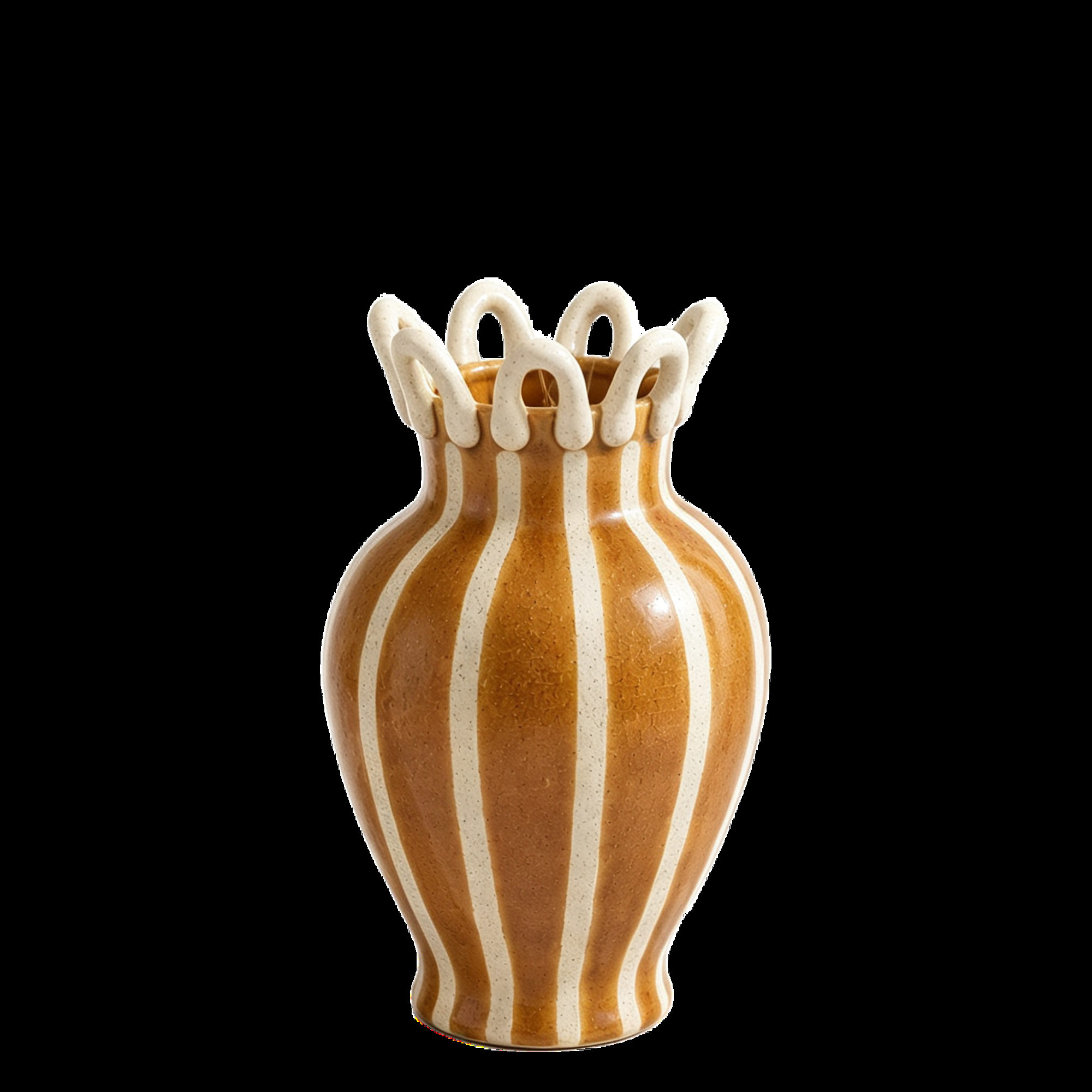 Rust Orange Vase with White Loop Crown