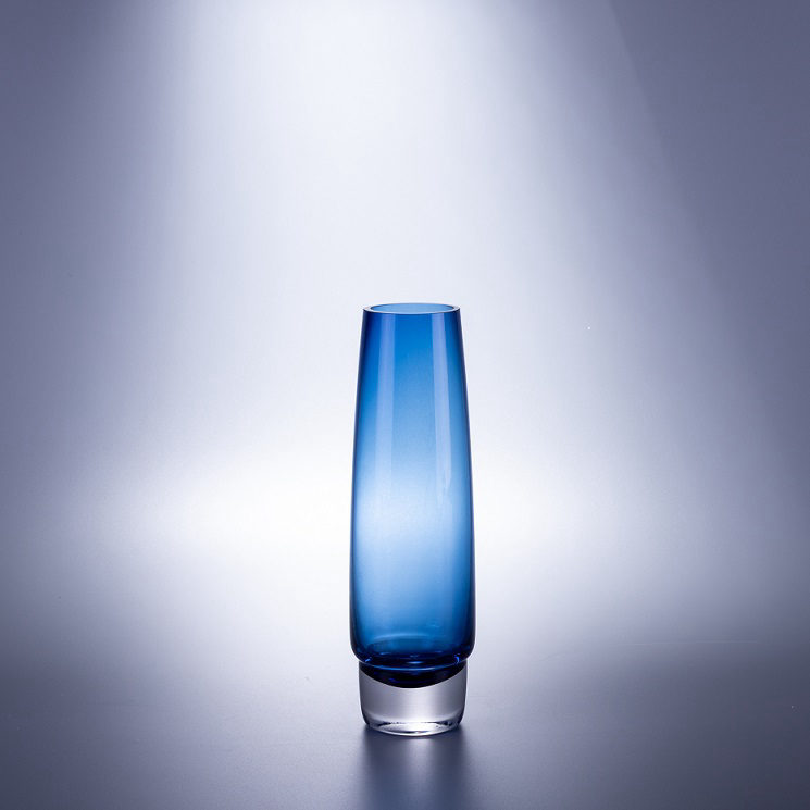 Blue Ombre Glass Cylinder Vase