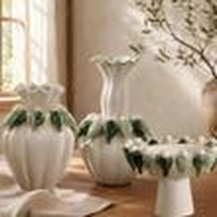 Off-White & Green Vase
