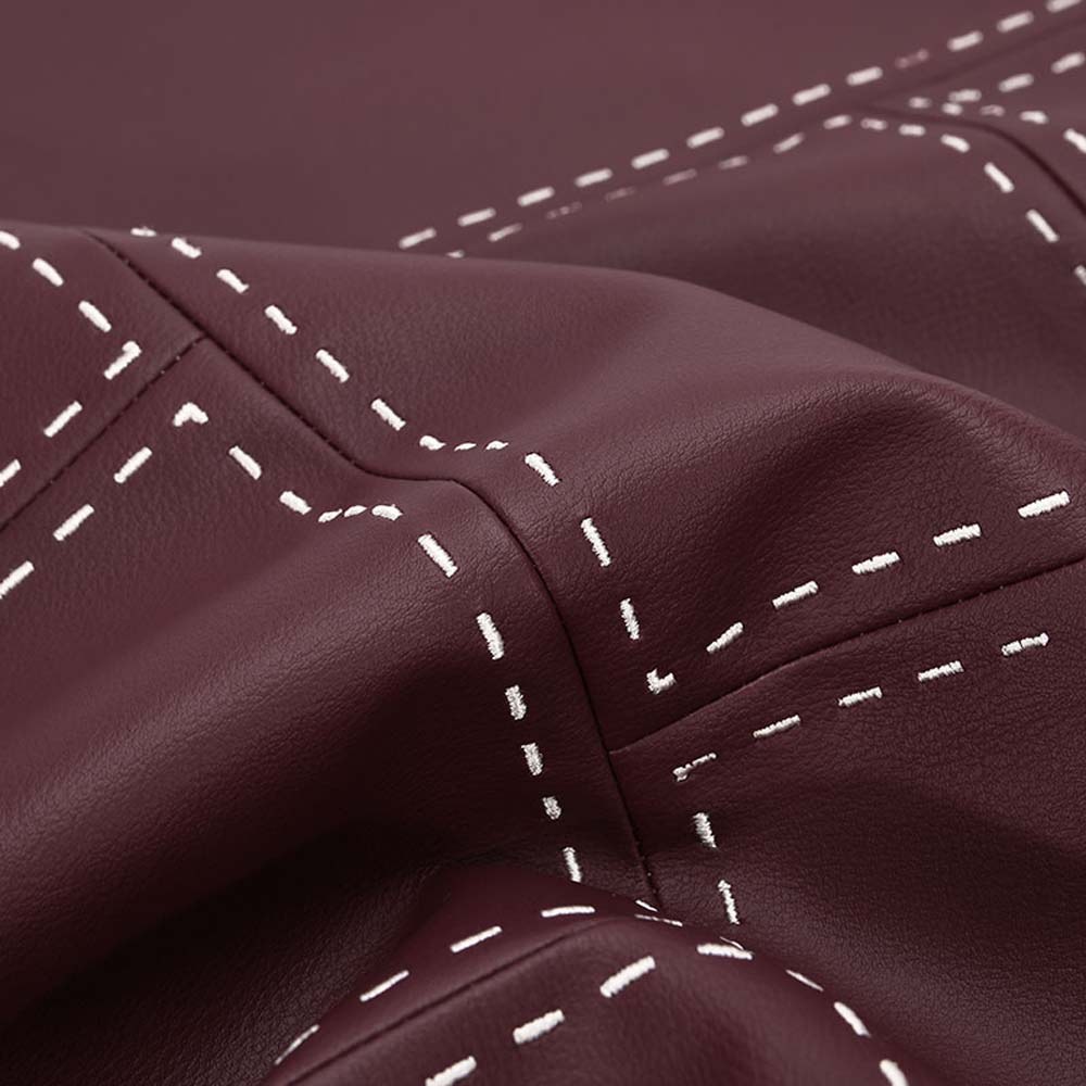 Plum Leather Stitch Cushion