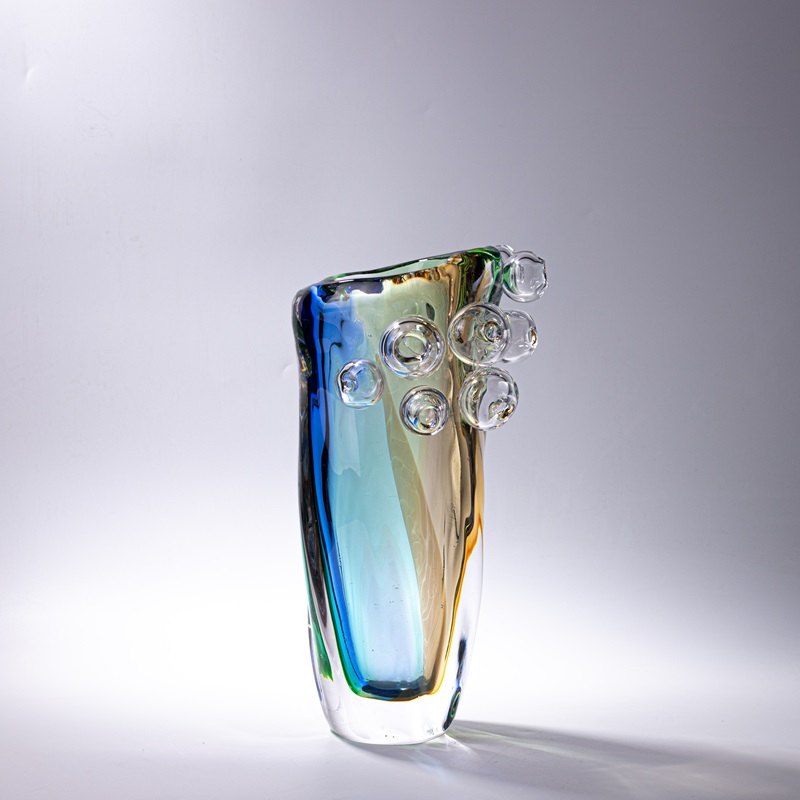 Blue & Amber Bubble Vase