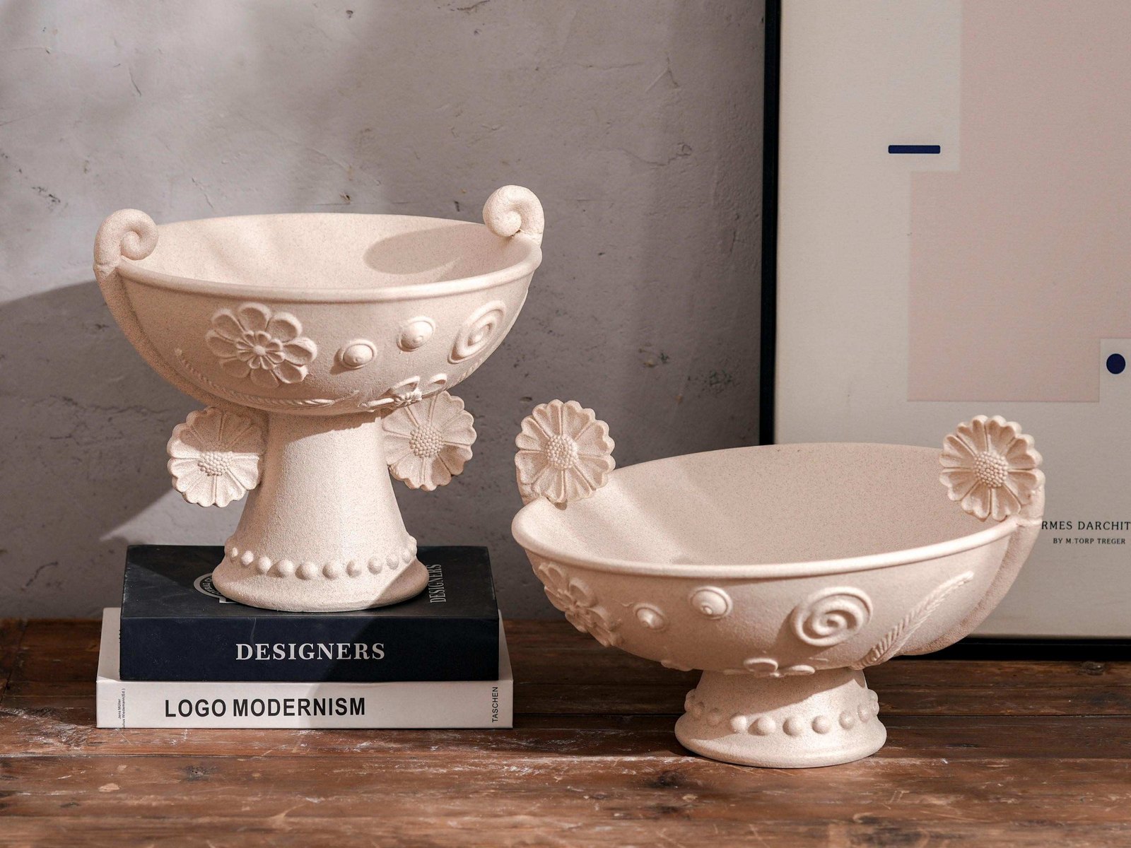 Ivory Daisy Footed Bowl