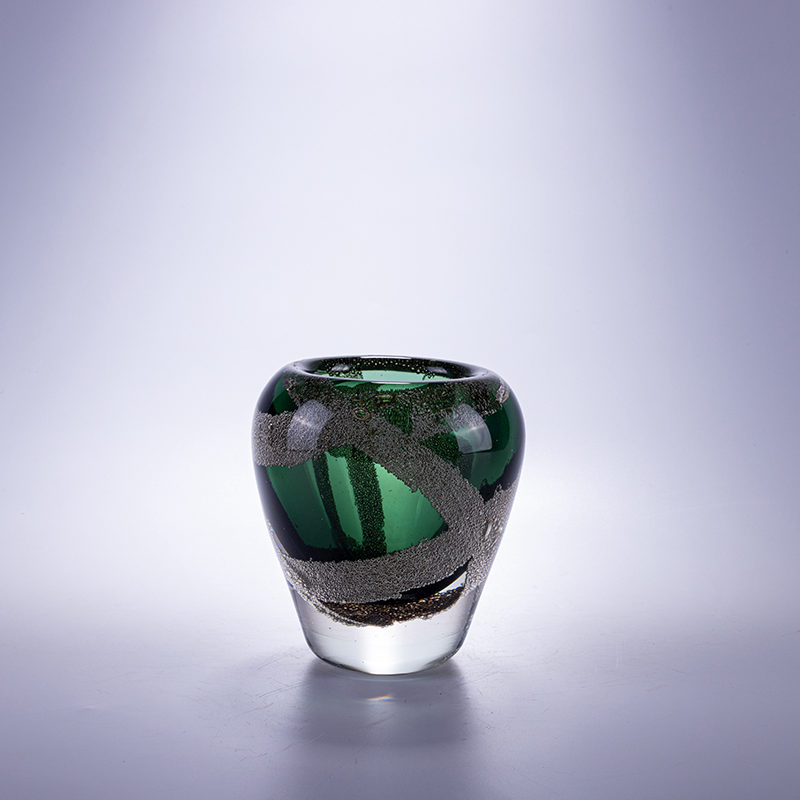 Green and White Swirled Glass Vase