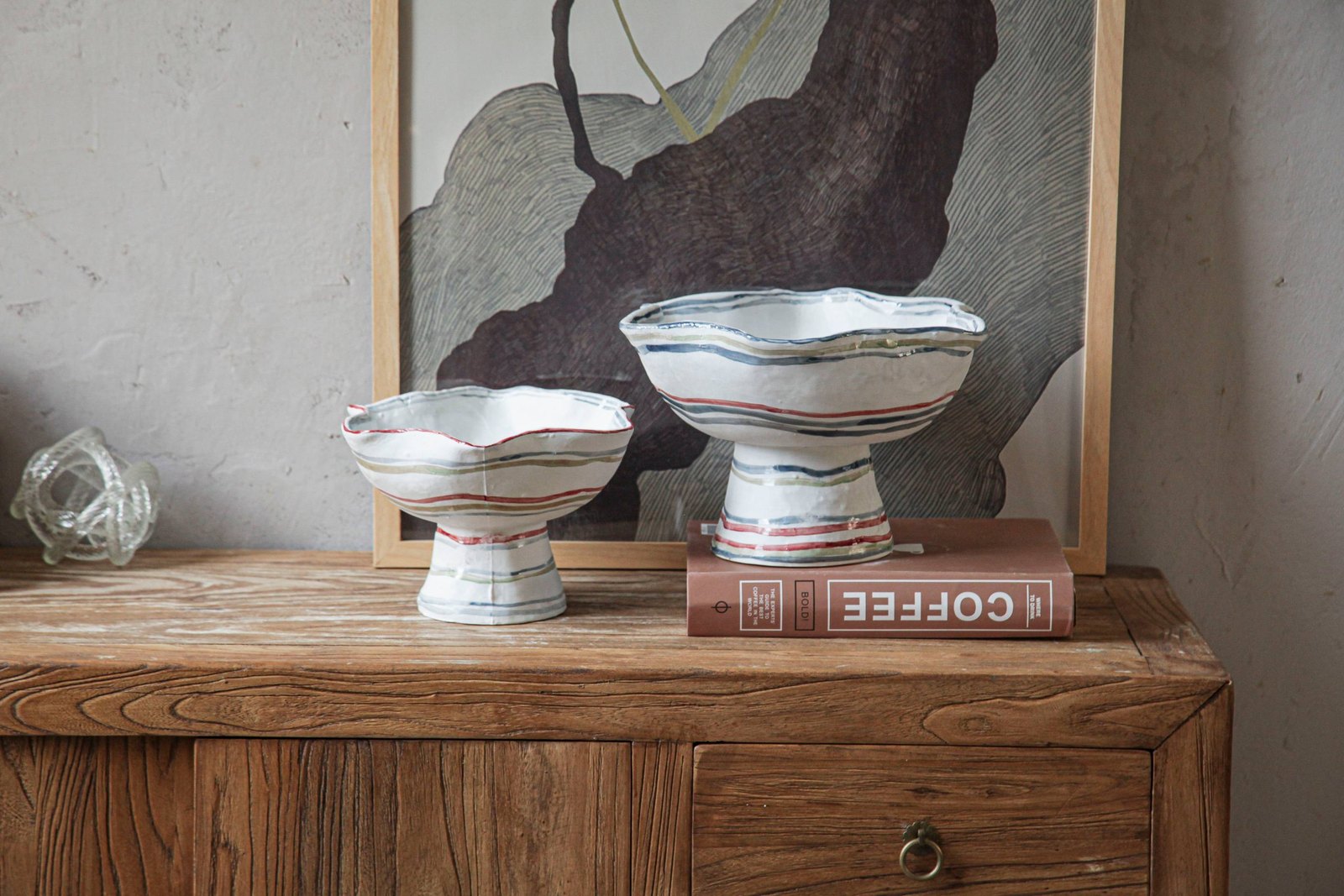 Hand-Painted Footed Bowl