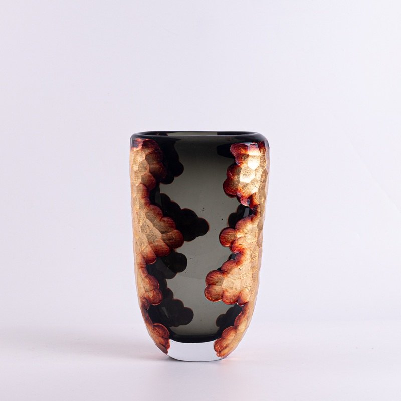 Copper Leaf Glass Vase