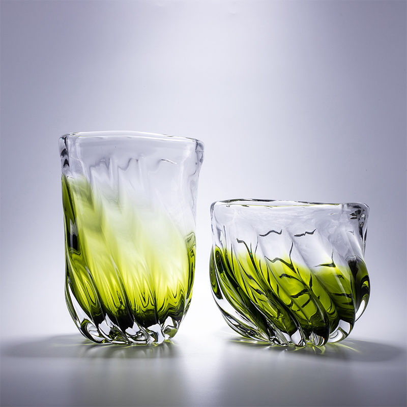Pair of Textured Glass Tumbler Vases