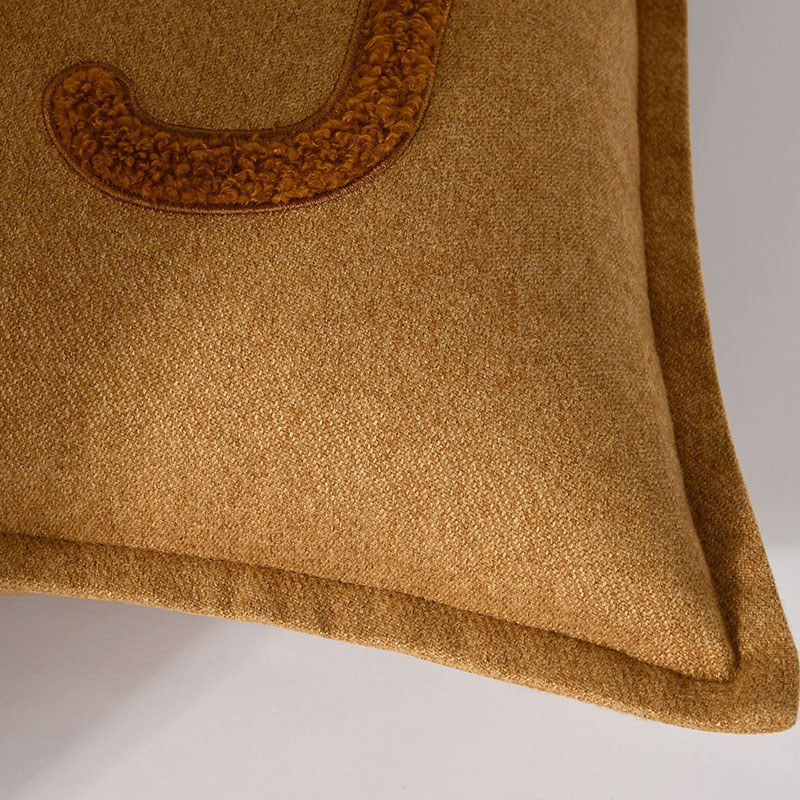 Tan Embroidered Cushion