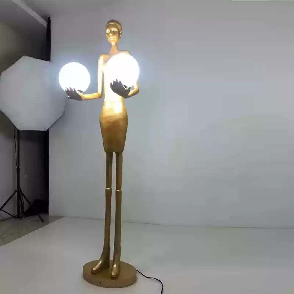 Gold Figure Globe Floor Lamp