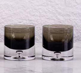 Set of 2 Color-Block Glass Tumblers