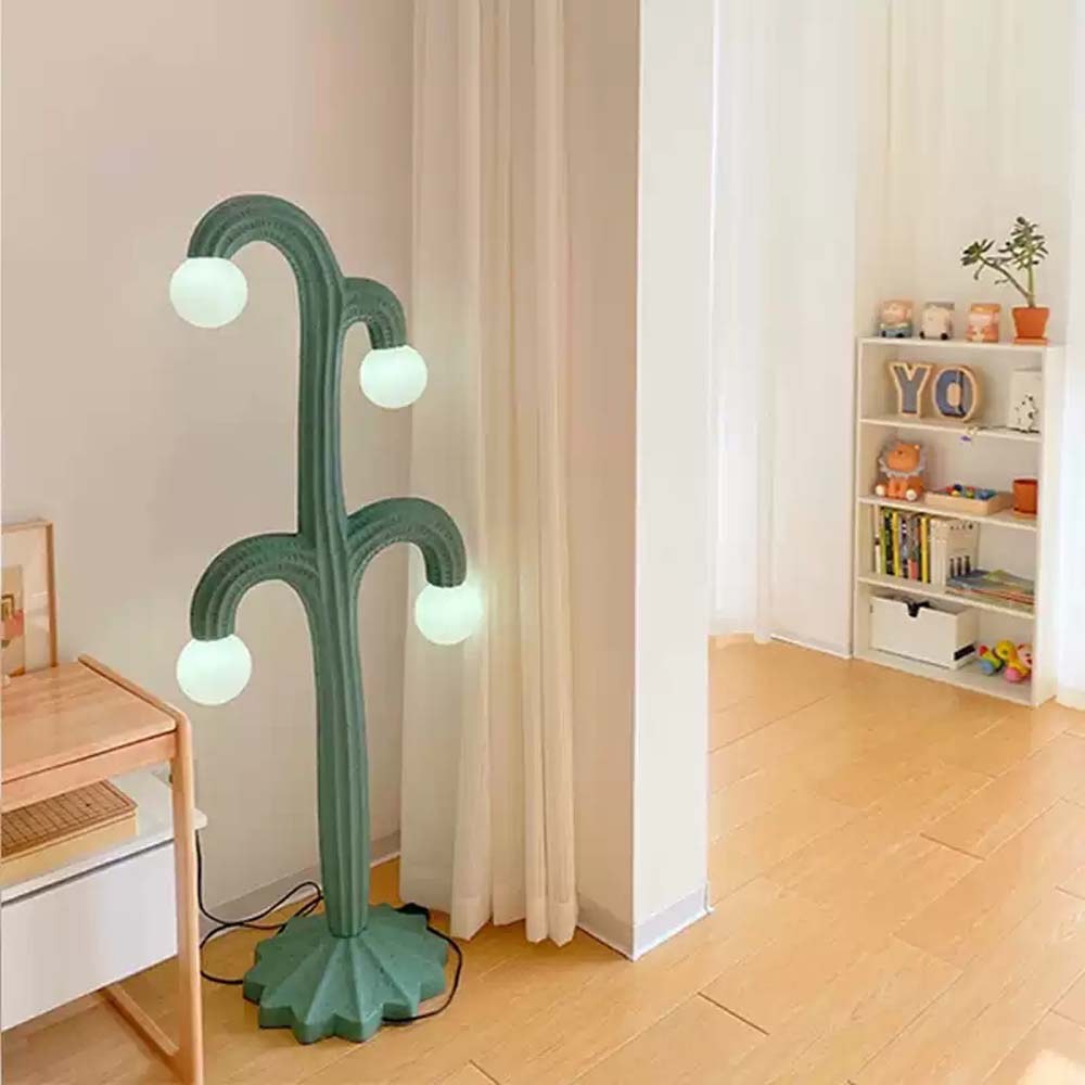 Green Branch Globe Floor Lamp