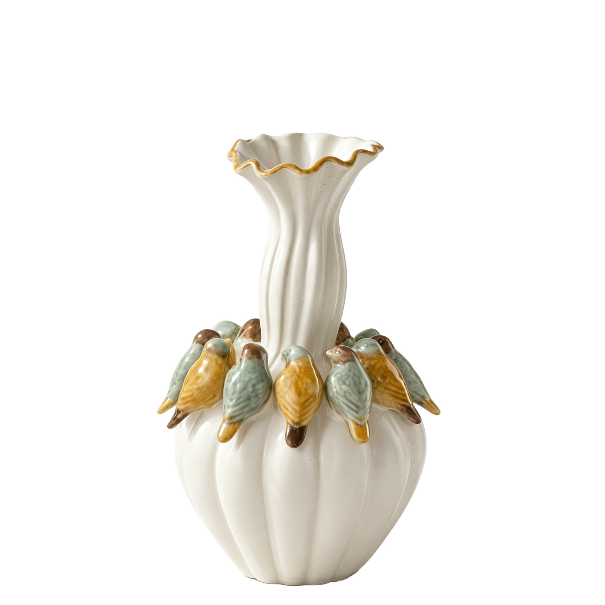 Off-White & Yellow Vase