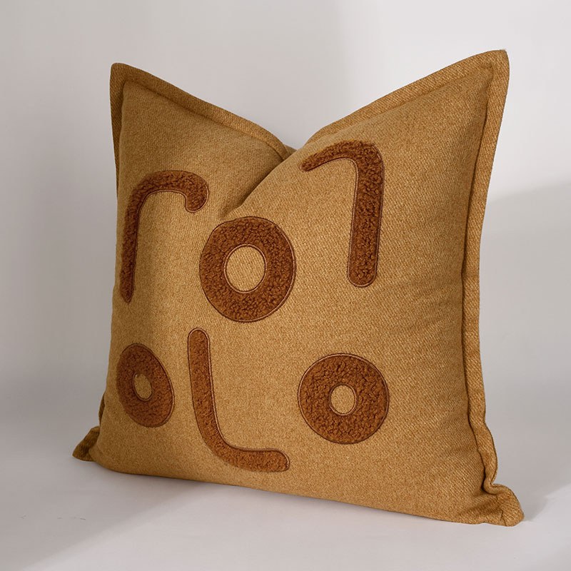 Tan Embroidered Cushion