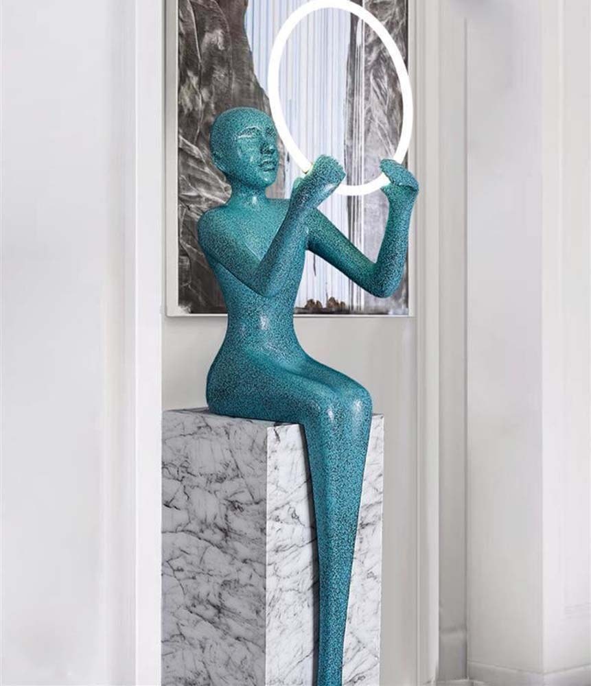 Teal Figure Halo Lamp