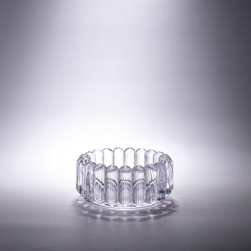 Fluted Clear Glass Scalloped Bowl