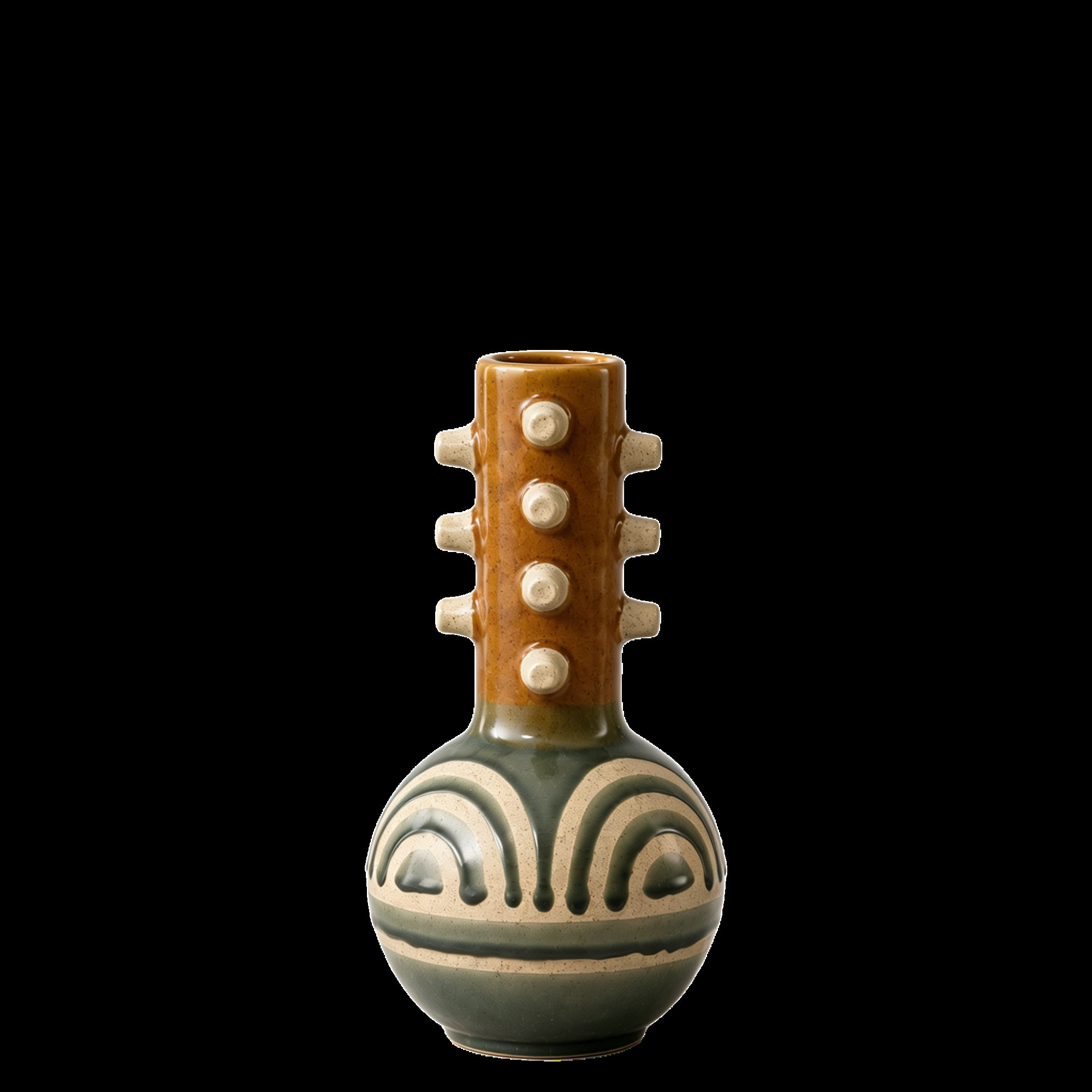Vase with Brown and Tan Bead Bands