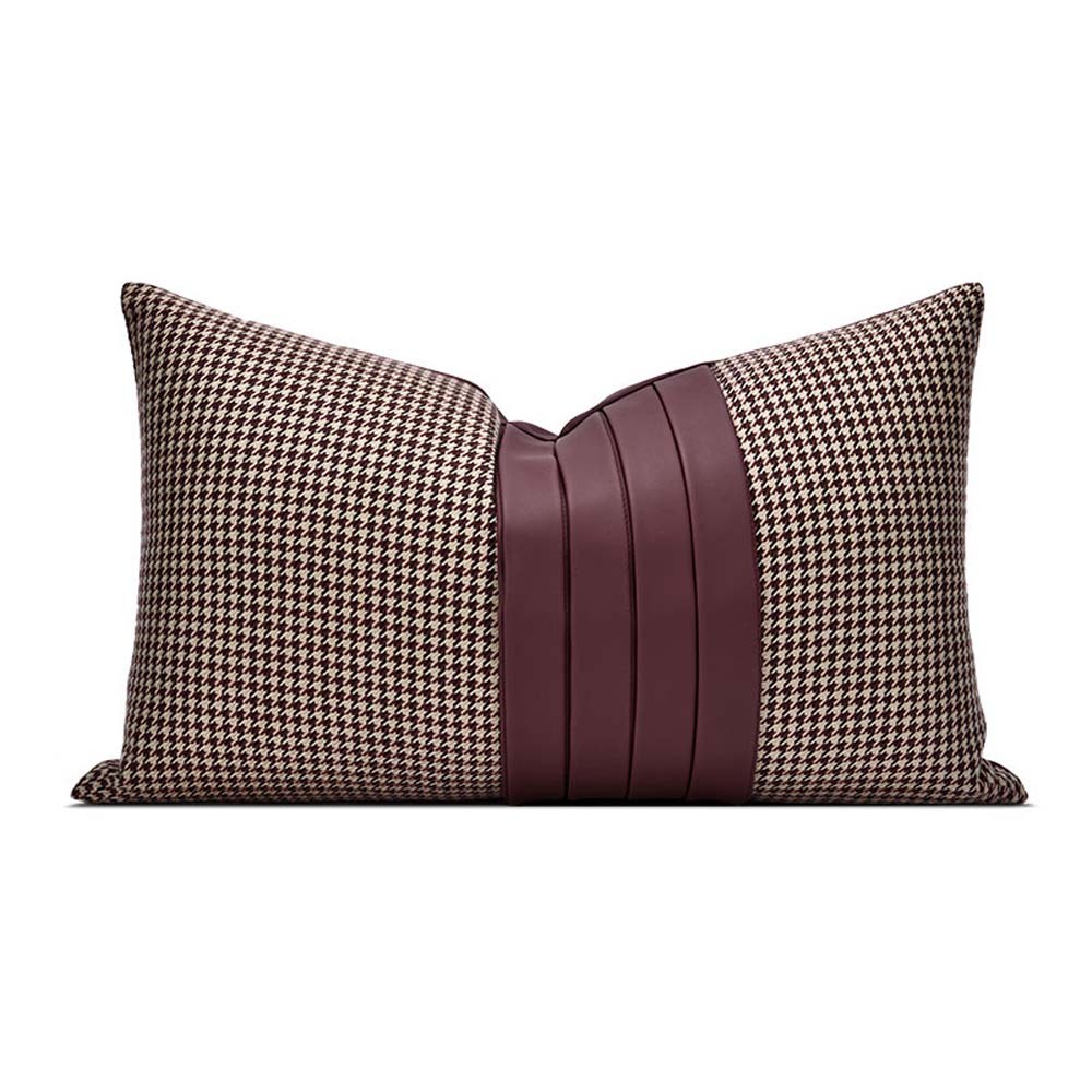 Plum Houndstooth Lumbar Cushion