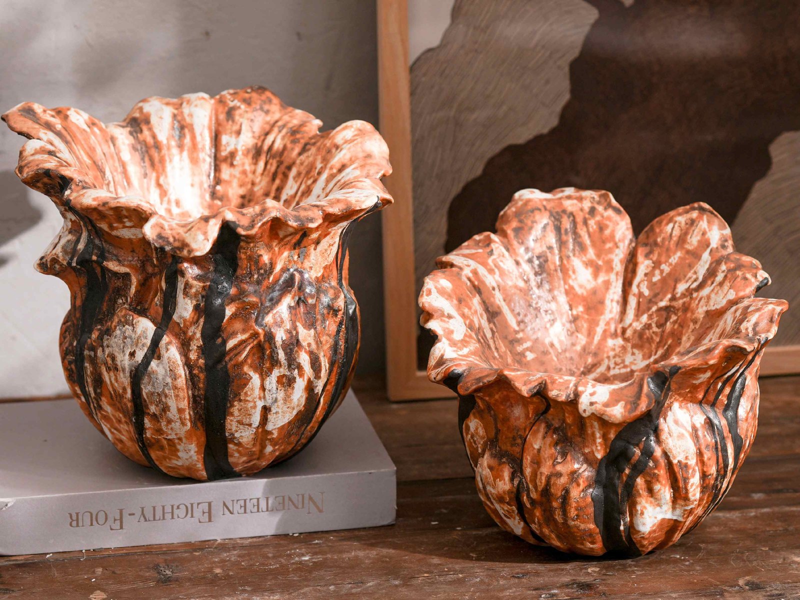 Copper Leaf Ceramic Vase