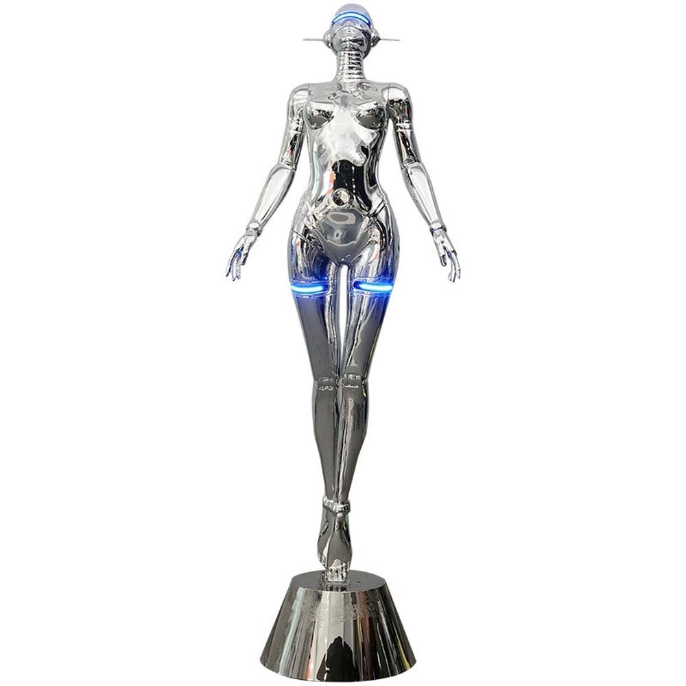 Chrome Robot Figure Lamp