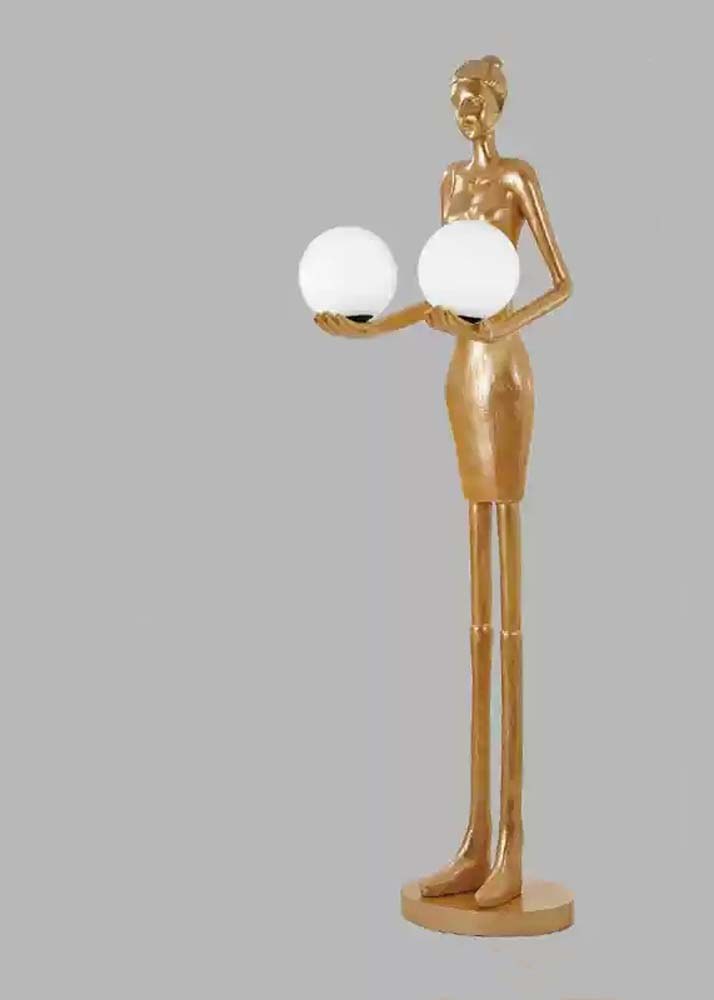 Gold Figure Globe Floor Lamp