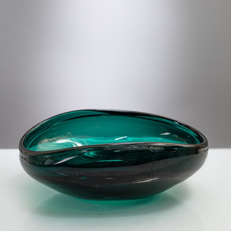 Teal Organic Glass Bowl