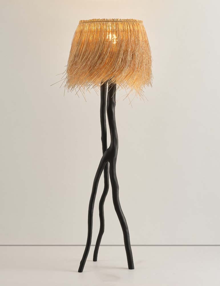 Raffia Shade Branch Floor Lamp