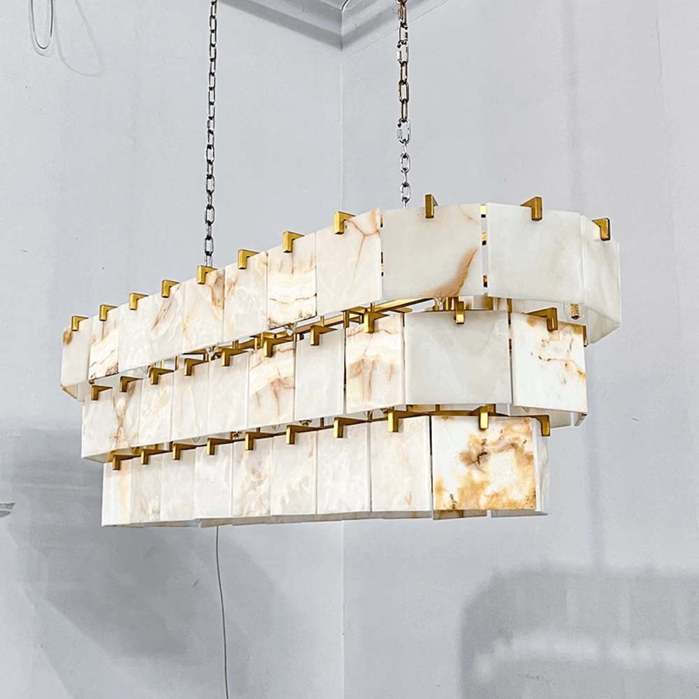 Alabaster Tiered Linear Chandelier