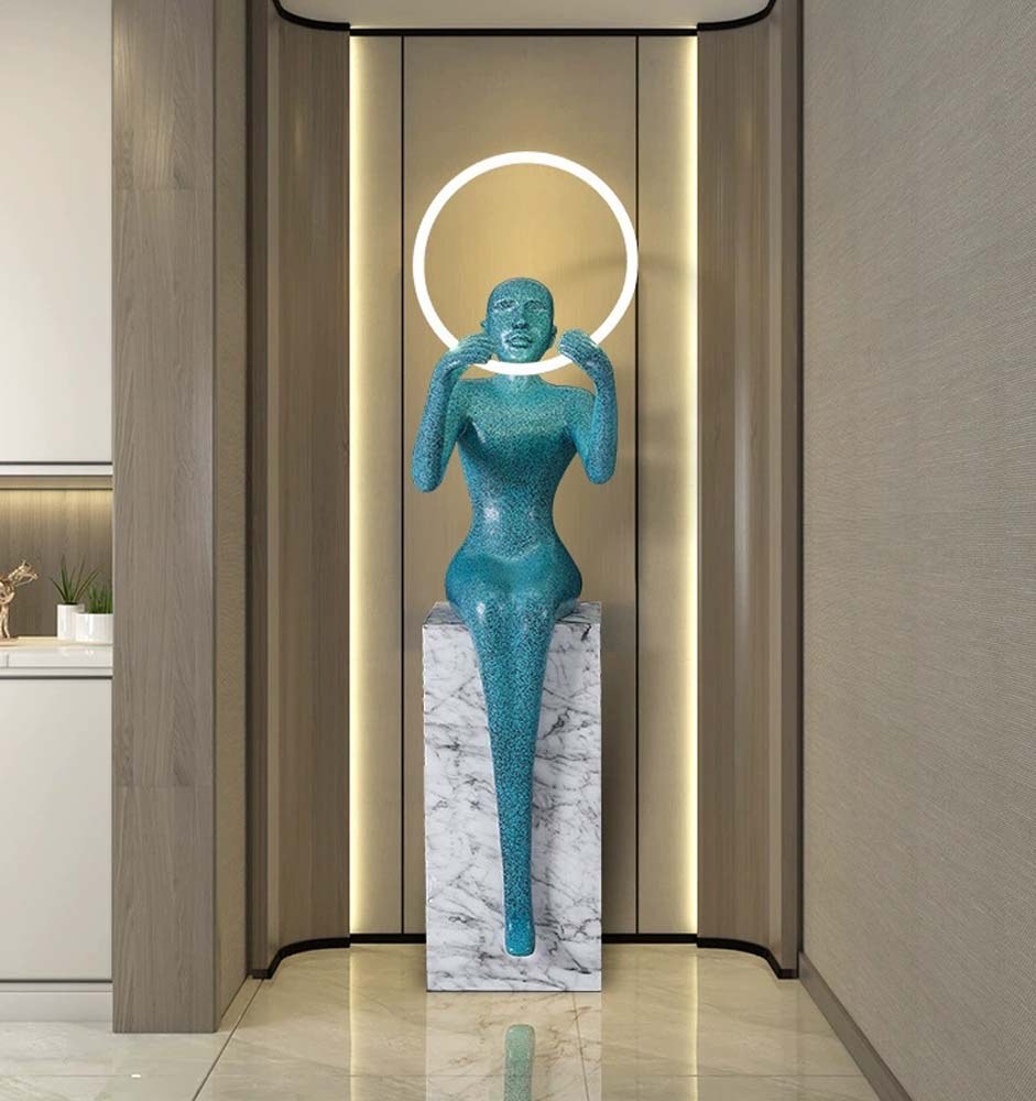 Teal Figure Halo Lamp