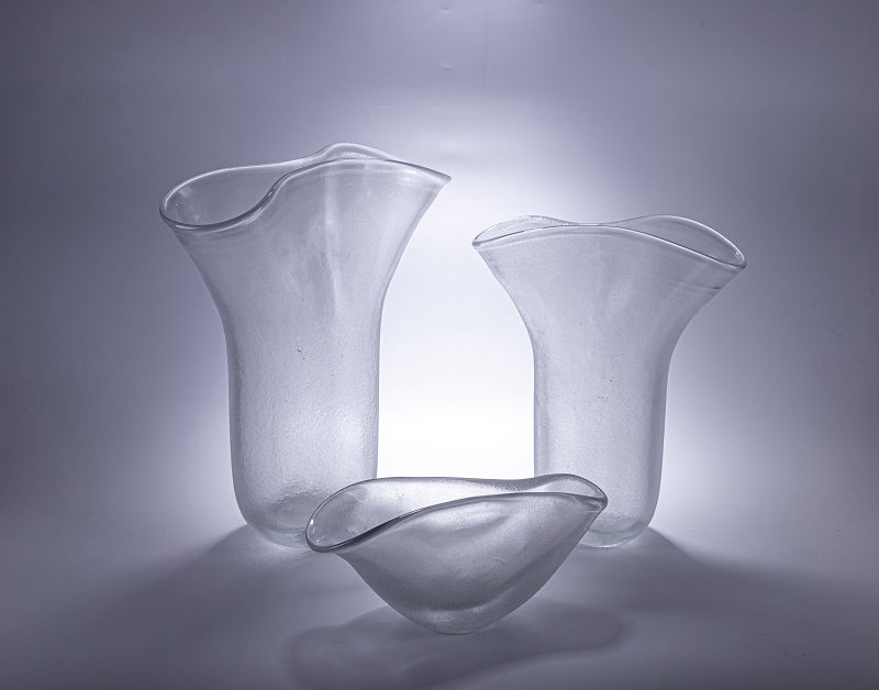 Fluted Clear Glass Trumpet Vase