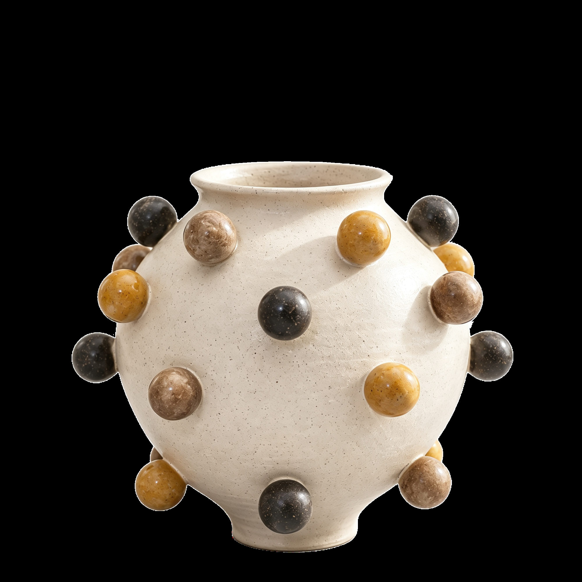 White Vase with Colorful Ball Appliques