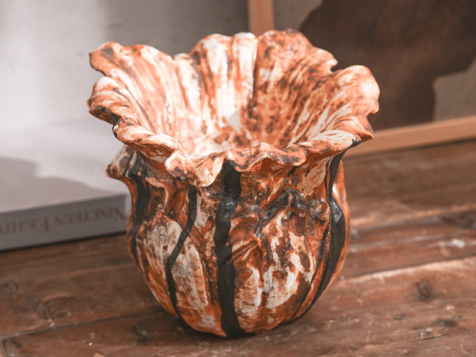 Copper Leaf Ceramic Vase