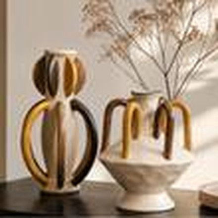 Off-White & Caramel Vase (Large)
