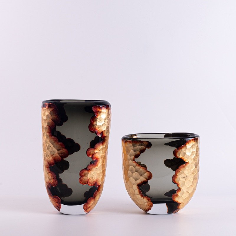 Copper Leaf Glass Vase