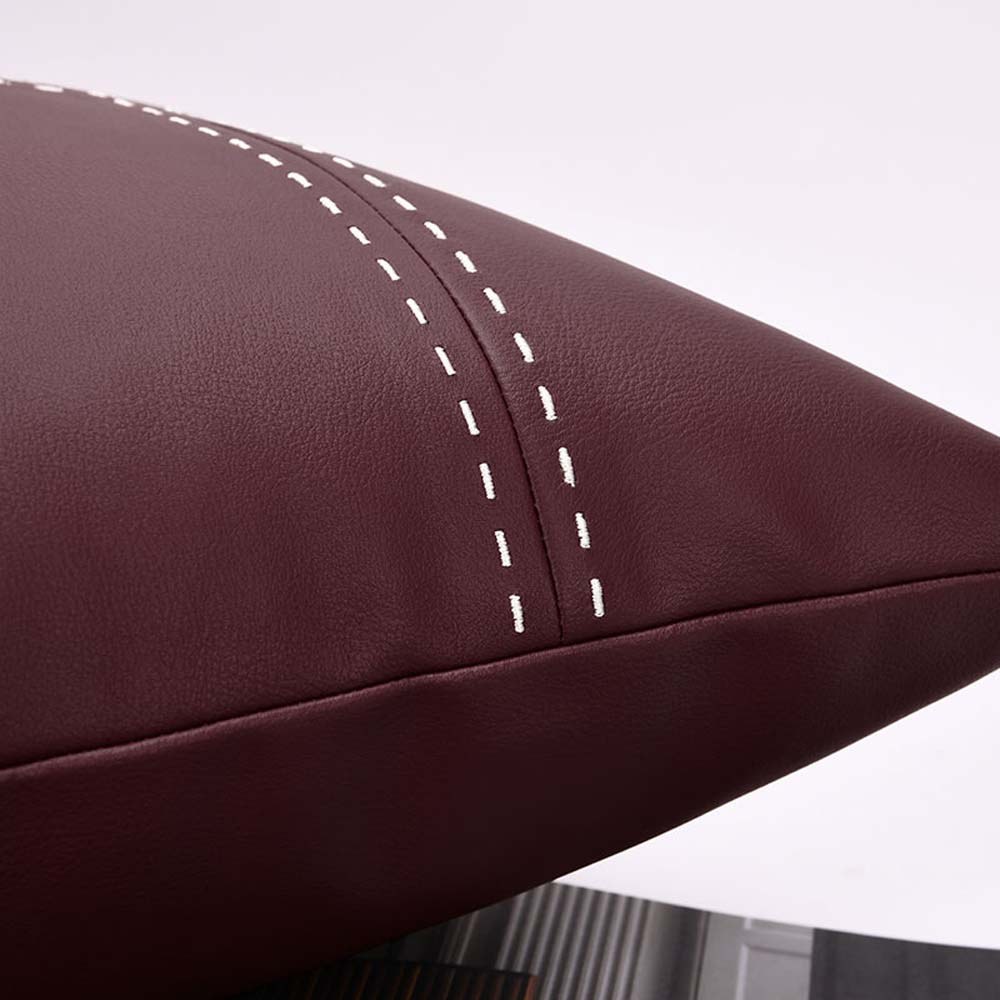 Plum Leather Stitch Cushion