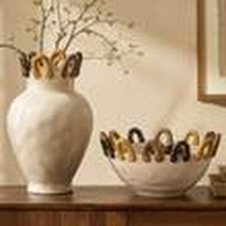 Off-White & Caramel Vase