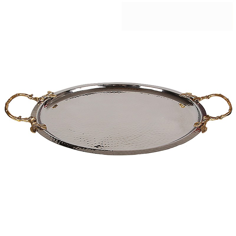 Silver Tray with Gold Handles