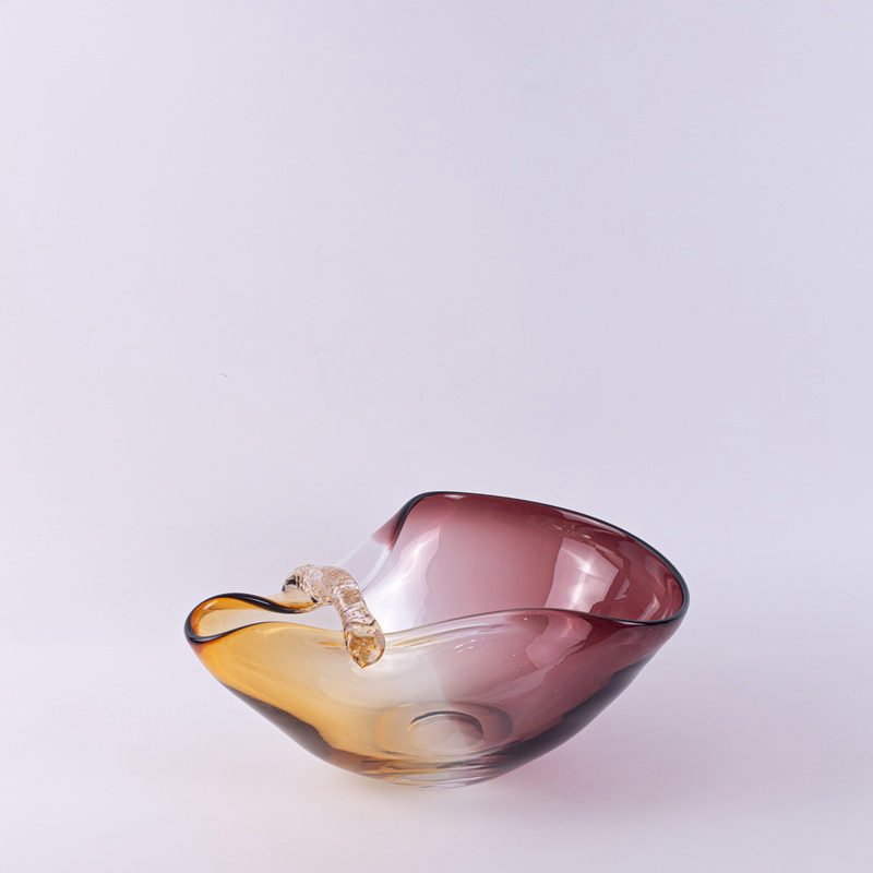 Organic Pink-to-Amber Ombre Glass Bowl
