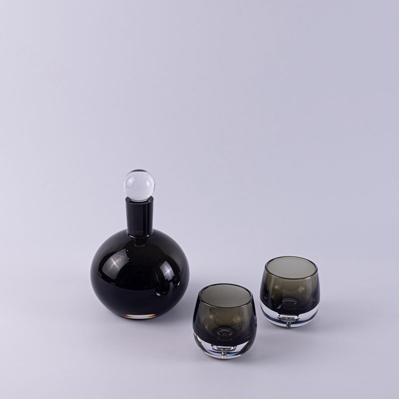 Dark Glass Bottle and Tumbler Set