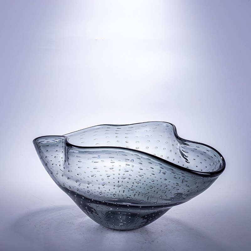 Grey Bubble Glass Bowl