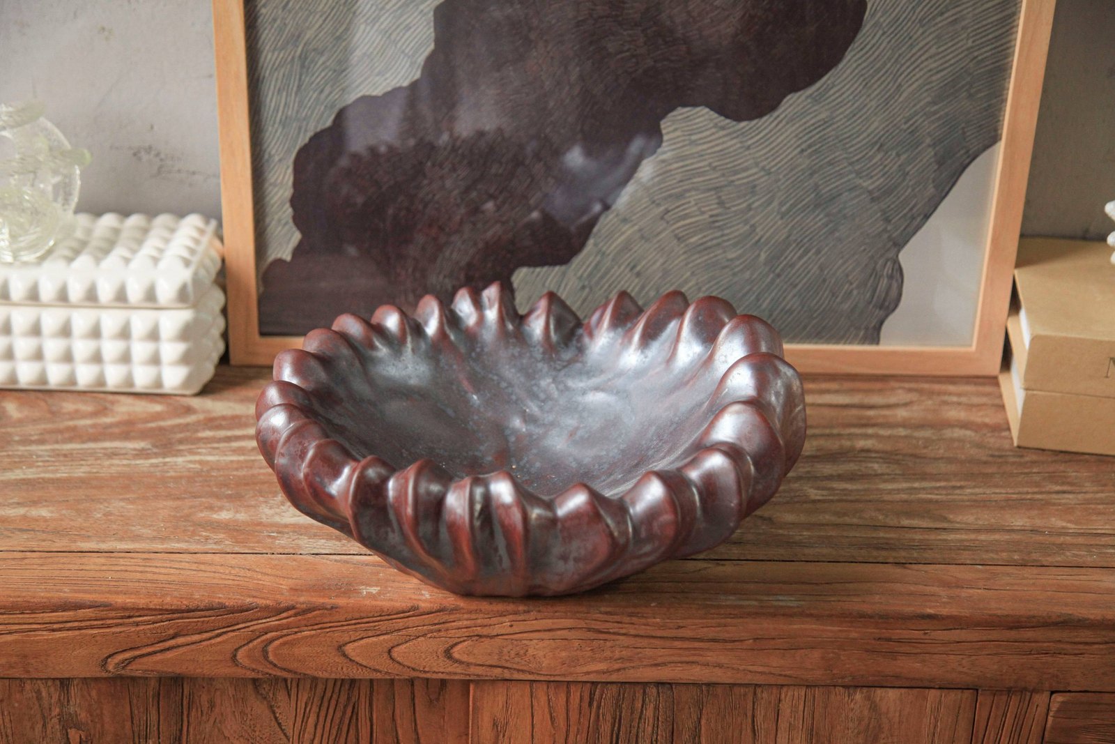 Oxblood Ruffled Bowl