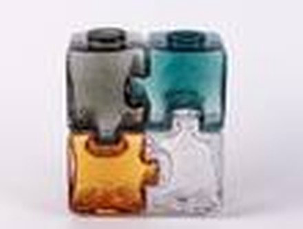 Grey & Amber & Green & Clear Vase Set of 4