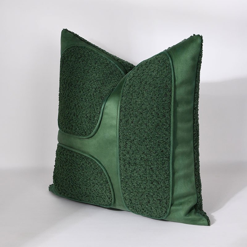 Green Bouclé Panel Cushion