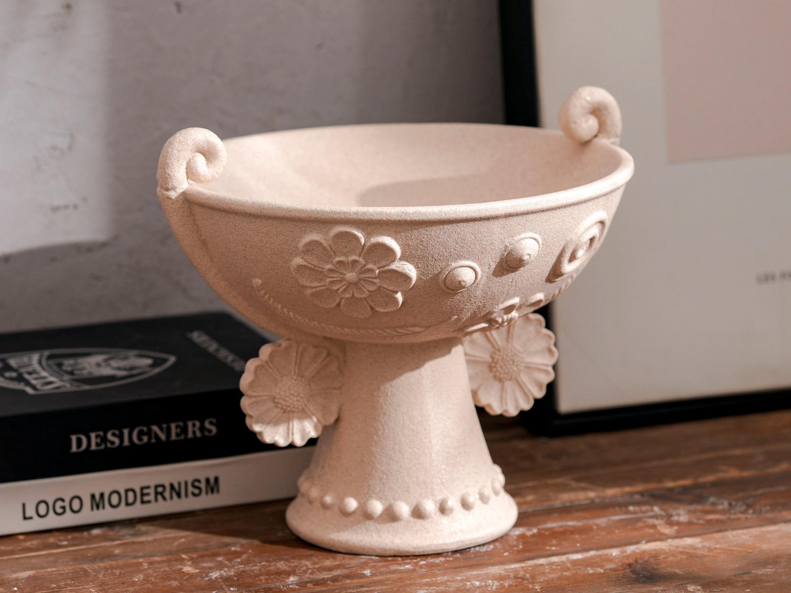 Ivory Daisy Footed Bowl